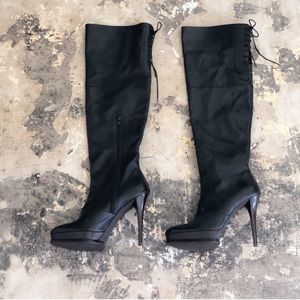 Stuart weitzman Over the knee lace up boot heels